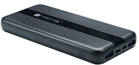 Techly 362558 Power Bank Smartphone 10000 mAh 20W USB-C™ 3 Porte Output con Cavo Nero