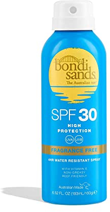 Bondi Sands Duftfreies Sonnenschutzspray mit Sprühnebel, LSF 30, nicht fettende Breitbandformel, spendet Feuchtigkeit, beruhigt und schützt die Haut, vegan und tierversuchsfrei, 160 g