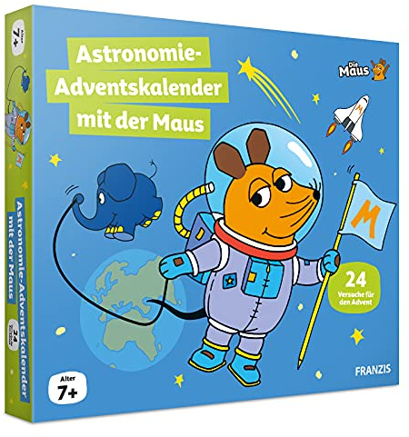 FRANZIS 67162 - Astronomie Adventskalender mit der Maus, 24 Versuche für den Advent zum Entdecken, Forschen und Rätseln, für Kinder ab 7 Jahren