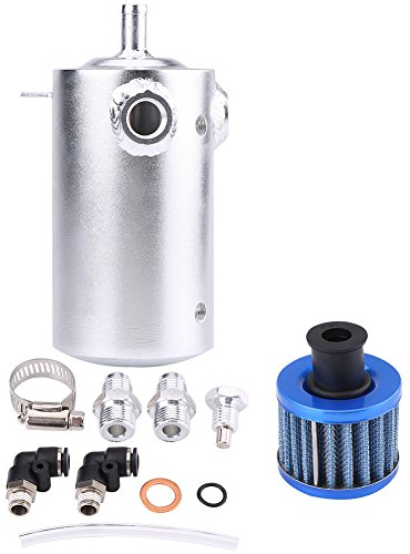 Serbatoio di Raccolta Dell'olio, Yctze Serbatoio di Raccolta Dell'olio del Motore di Automobile in Alluminio Universale 0,5 Litri Può Serbatoio Filtro di Sfiato(argentoI-A0409) recupero olio motore pe