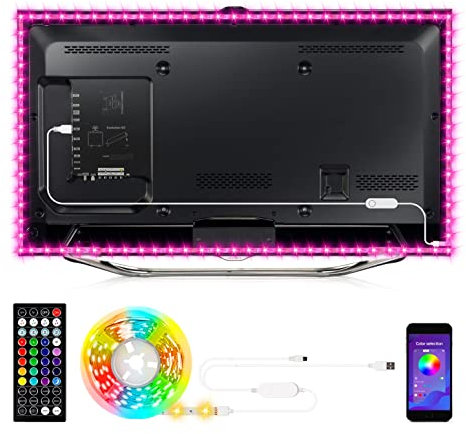Sunity 5m TV LED Backlight, USB Led Strip Light for TV of 55 60 65 72 75 82 inch, APP Control and No Interference with Your TV's Remote