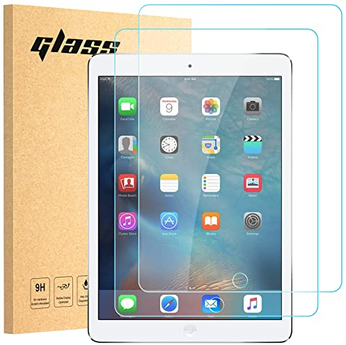 Whioltl Protection Écran pour iPad Air 1/iPad Air 2/iPad Pro 9,7 Pouces, Film de Protection en Verre Trempé Compatible avec iPad 9,7” (2018/2017), Haute Définition, Anti Rayures, HD Clair, Lot de 2