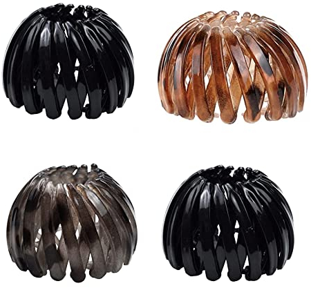Vogelnest Haarspangen,RONGYI 4 Stück Pferdeschwanz-Haarnadel Vielseitig und Erweiterbar Vintage Vogelnest Haarklammern für Mädchen, Haarstyling, vier Farben