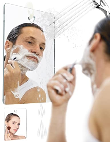 Miroir de Rasage pour la Douche, Miroir de Douche Extra Large 21 x 29,7 cm équivalent à du Papier A4, Miroir de Rasage pour la Salle de Bain, 4X Plus Grand Que l'original, avec Ventouse.