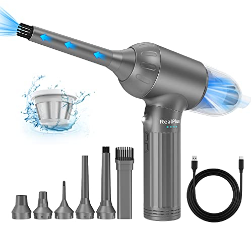 2 en 1 Aspirador y Secadores de Pelo con Motor sin Escobillas, 90000 RPM Aspirador Eléctrico con 3 Velocidades y Luz Iluminada, Secador de Pelo Portátil Recargable 7500mAh