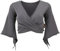 GURU SHOP Elfen Top aus Bio-Baumwolle, Top Goa-chic, Yoga Wickeltop - Dunkelgrau, Damen, Size:XL