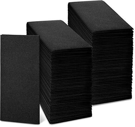 150 Stück stoffähnliche Abendessen-Servietten, Leinengefühl, Papierservietten, 40.6x40.6 cm, Einweg-Papierhandtücher für Badezimmer, dekorative Hochzeitsservietten, Party, Event (schwarz)