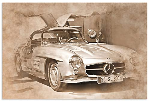 ARTland Wanddeko Wandbild Alu Verbundplatte für Innen & Outdoor Bild 90x60 cm Retro VIntage Auto Oldtimer Klassiker U4OA