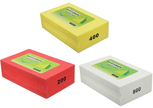 Boxonly 3 PCS Sanding Blocks 200 Grits+400 Grits+800 Grits Polishing Grinding Block Diamond Polishing Hand Pads Block for Granite Marble Glass Grinding