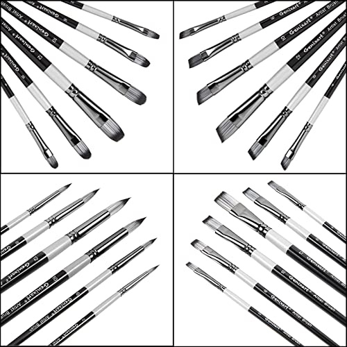 Genixart Paint Brush Set – Art Paintbrushes for Acrylic, Oil, Watercolor | Artist Painting Brushes for Art Painters & Students, Craft DIY - Short Handle, Soft Nylon Hair, Assorted 6 Bulk Pack