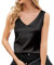 Getervb Camiseta Sin Mangas para Mujer Verano Raso Camiseta con Cuello en V Camisole Top Elegante Túnica Tank Ropa Casual
