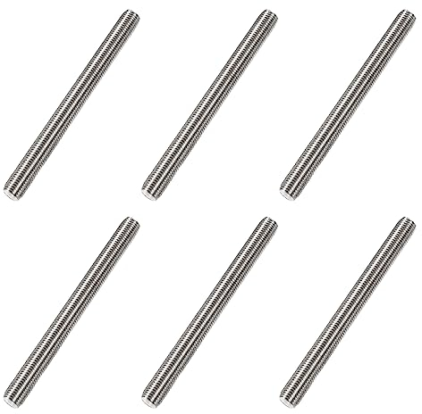 QUARKZMAN M8 x 120mm Vollgewinde Bolzen x 6Stk 304 Edelstahl Stab Stangenbolzen Rechte Handgewinde für Holzbearbeitung [Silberton]