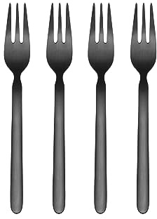 blomus Kuchengabel Set 4-teilig -STELLA- | Dessertgabeln aus Edelstahl | Farbe Black | modernes Besteckdesign | Gabeln für Kuchen, Torten und Desserts