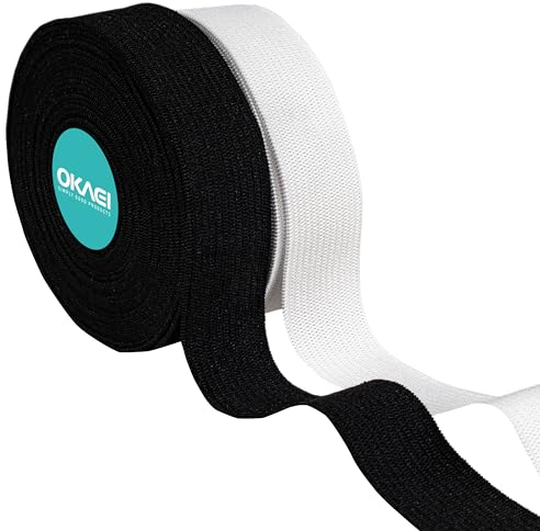 Okaei 10 M Gummiband - Gummibänd nähen - Öko-Tex zertifiziertes - Leichtes Dehnen 30 mm Breit Gummiband - Ideal für DIY Nähen, Kleidung und Basteln - 5 M Schwarz und 5 M Weiß