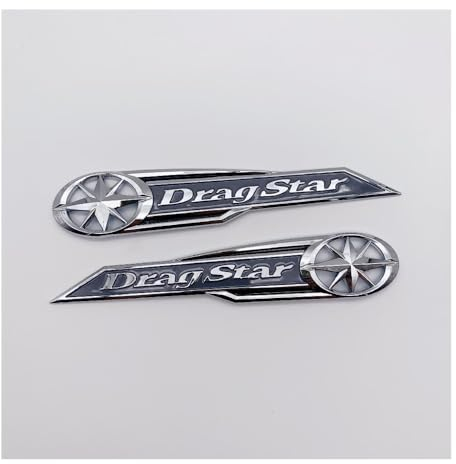 LAUTIE Motorrad Tankschutz Aufkleber Chrom Kraftstofftank Emblem Abzeichen Aufkleber Aufkleber ABS Drag Star Logo Für Ya&maha XVS250 XVS 250 400 650 XV400 XVS400 DS400 Dragstar