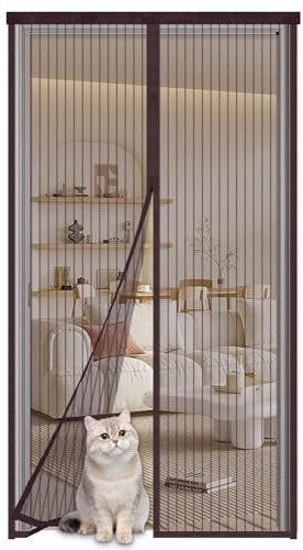 Zanzariera Magnetica per Porte 90x230cm,Tenda Anti-Zanzara con Calamita Zanzariera Magnetica porta,Nessun Attrezzo Richiesto,Chiusura Automatica Traspirante Zanzariere Anti Insetti,Marrone