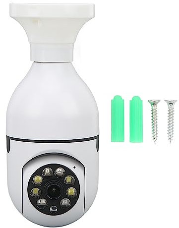 Light Bulb Security Camera, 360° Panoramic Cameras Wireless Indoor Outdoor,E27 Light Bulb Security Camera 5G 2.4G WiFi 2MP 1080P Night Vision Surveillance Camera for Home Office AC110 to 240V