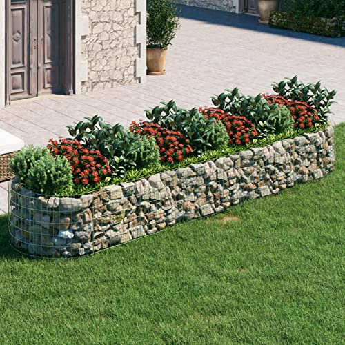 Rantry Casa Gavión con cama elevada de hierro galvanizado Gavión piedra cesta jardinera Gavión grande jardinera Gavión para plantas 400x100x50 cm Casa Muebles