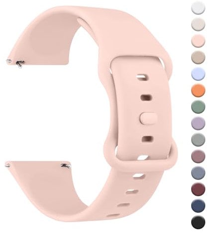 AK 4 Pack Smart Watch Straps 20mm for Women Men, Replacement Straps Band for Smart Watch with new Buckle,soft silicone quick release,smart watch wristband (Z-Rose, 20mm)