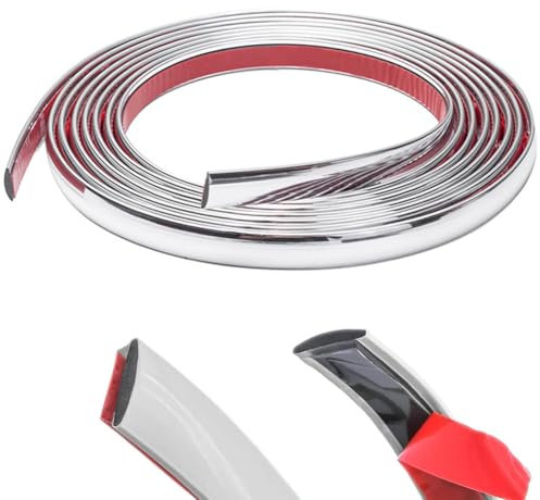 LOMUG Chrom Zierleiste Selbstklebend, 6mm*6M Selbstklebende Zierleisten,Chrom Zierleiste Auto Autozubehör,Universal Zierleiste Chrom für Auto Karosserie Fenster Außen Dekoration Tür Decke Möbel