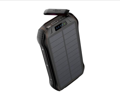 Vielseitige 26800mAh Smart Solar Powerbank: Wasserdichtes Solarladegerät mit USB-C, 2 Eingängen und 3 Ausgängen – Perfekter externer Akku für Smartphones, Handys und Tablets (Schwarz)