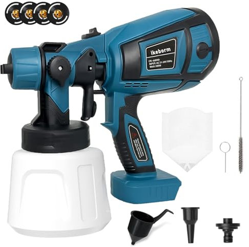 Cordless Paint Sprayer for Makita 18V Battery 30000RPM Fence Paint Sprayer with 5 Nozzles & 1400ml Detachable Tank HVLP Electric Spray Gun for Home Interior and Exterior Painting (Tool Only)