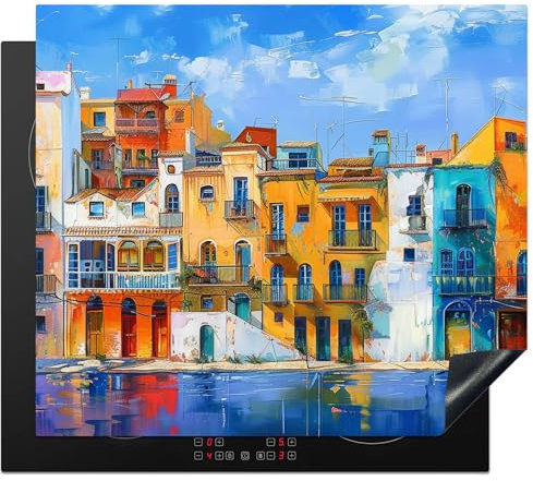 KitchenYeah© Coperchio Piano Cottura 60x52 cm Cucina Copri Fornelli Tappetino Induzione Antiscivolo Piastra Protezione Colori - Case - Pittura