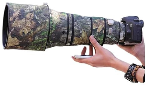 CHASING BIRDS Rivestimento impermeabile mimetico per obiettivo Canon EF 400 mm F2.8 L IS III USM, copertura protettiva antipioggia (verde foglia mimetica, con estensore EF 1.4x III)