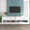 BTM Meuble TV Mural, Meuble TV avec Rangement vec d'élégantes Bandes de Bordures dorées, Meuble TV Chambre avec 2 Portes et 2 espaces de Rangement Ouverts, 172x35x 40 cm, Banc TV Blanc