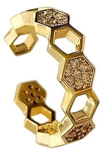 GleaMora 18 Karat vergoldetes Gold Ins Stil Verstellbares Sechseck mit Zirkonia Ring Geschenk für Frauen Zeigefinger Personalisiertes Jubiläum