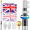 VEVOR 30FT Telescopic Flagpole Kit, Heavy Duty Aluminum Alloy Flag Pole Kit in Ground for Outside, 3 Display Modes Flagpole with Professional Accessories, British Flag, Silver