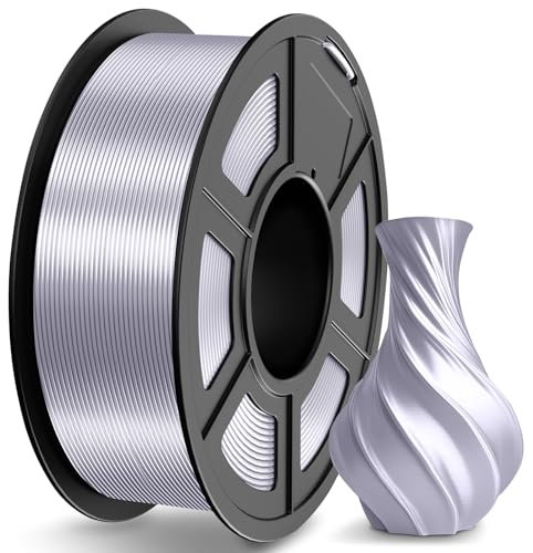 TECBEARS PLA Silk Filament 1.75mm Silber 1KG, Shiny Silk PLA 3D Drucker Filament, mit Seidenglattes Finish, Gute Farbwiedergabe, Maßgenauigkeit +/- 0.02, 1 Spulen, 1kg pro Spule Silk PLA Silber