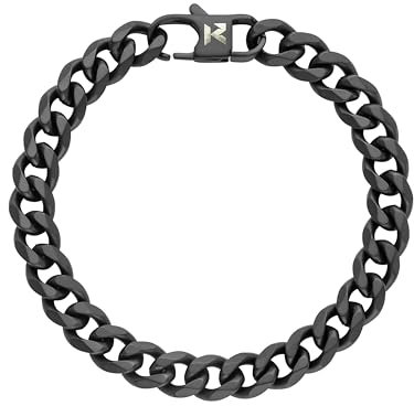 kohlenstoff 12 Cuban Chain Armband Schwarz 8mm für Damen und Herren mit hochwertiger DLC Beschichtung aus Edelstahl (17)