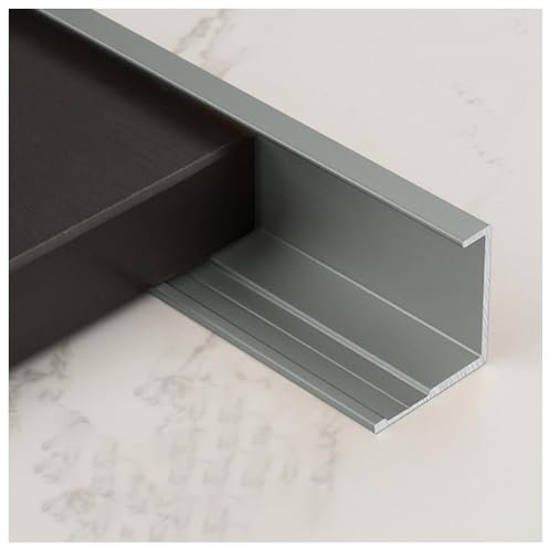 XYUERU Fliesenzierleisten, Fliesenschiene Aus Aluminiumlegierung, Übergangsschiene, 300 cm Übergangsprofil, Eckprofil for Fliesenendstreifen, Winkelprofil for Kantenschutz(Gray,5mm)