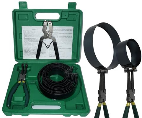 RIODEMBO 15PCS Piston Ring Compressor Tool 62-145mm Engine Piston Ring Puller Set with 2PCS Pliers & 13 Bands for Repairing Cars Trucks Engine