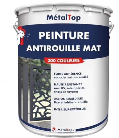 Metaltop - Peinture Antirouille Mat - Gris noir - RAL 7021 - Pot 1 L