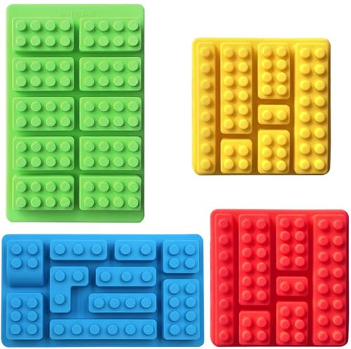 YXHZVON 4 Pièces Moule à Chocolat en Blocs de Construction, Moule en Silicone pour Robots, Moules à Bonbons à Gummy, pour Bonbons, Chocolats, Gelée, Outils de Décoration de Gâteaux