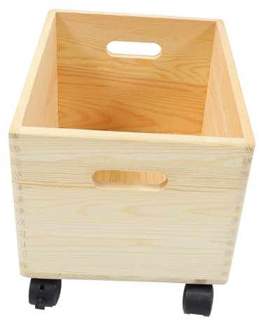 Wooden Storage Box with Wheels - Stackable Vacuum Case for Deck, Shopping, Sports Equipment and Parcel Organizer - Ideal for Foldable Bin and Crate Storage