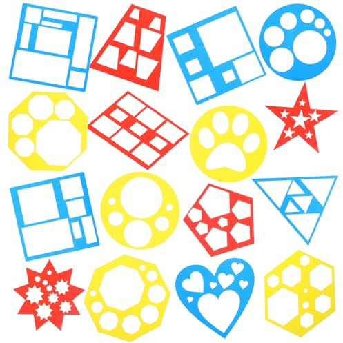 YUXMU 16 teilige geometrische Schablonenvorlagen, Bunte Formen, Schablonen Malen, Malvorlagen Kinder, Kunstzeichenwerkzeuge für Kreative Heimwerkerprojekte