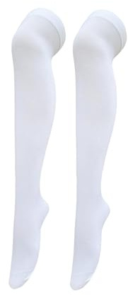 GTYARYUA Calze Sopra il Ginocchio Donna, Calze Donna Halloween, Elastico Tinta unita Gambaletto Ddonna, Calzini Lunghe Halloween, per Giochi di Ruolo di Halloween e Carnevale (Bianco)