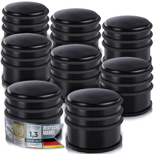 GOODS+GADGETS Designer Türstopper aus Edelstahl Gummi Türpuffer Türhalter Stopper 1,2kg (Schwarz 7x6cm, 8 Stück)