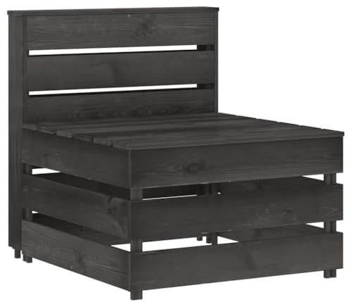 QZZCED Garten-Mittelsofa aus Paletten Grau Kiefernholz Imprägniert Sitzgruppe für den Garten Gartenbank für Gärten