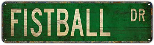 GQWJKSZ Metal Sign FISTBALL DR Vintage Signs Retro Tin Signs Art Plaque Aluminum Sign for Bedroom Kitchen Garden Wall Bar Club Coffee Home Decor 4x16 Inch