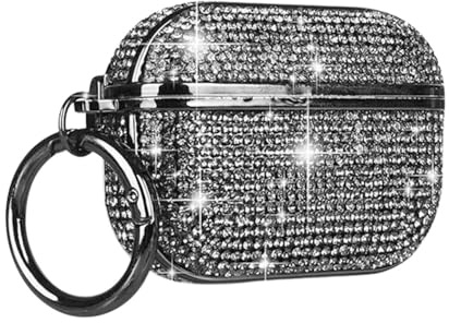 JRCYVTA Schutzhülle für Airpods Pro 3, Diamant-Hülle, Strass, Glitzer, niedlich, kompatibel mit AirPods Pro 3. Generation, Schutzhülle für Mädchen und Frauen, luxuriöse Haut (schwarz)