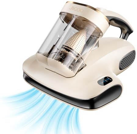 JIGOO Battimaterasso, Aspirapolvere antiacari con cavo, luce UV-C, aspirazione 13KPa, per rimuovere gli acari dal materasso, per letto, divano, tappeto (K168