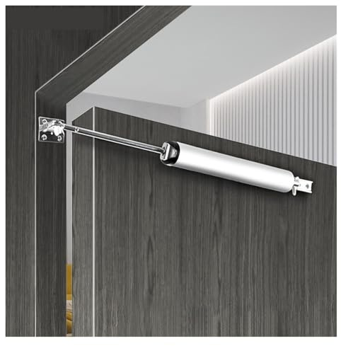 Automatic Door Closer 35kg with Soft Closing, Adjustable Gas Spring & 100° Positioning Stop, Aluminum Alloy Door Hardware for Cabinets & Wardrobes(Brown)