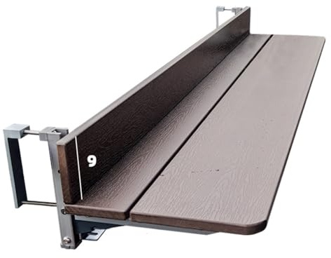 ZYXQQJ Balkon Klapptisch Hängetisch Balkontisch Klappbar 80×27cm 100×27cm 120×27cm Tisch Balkongeländer Wetterfest Beistelltische(60x27cm/24x11in)