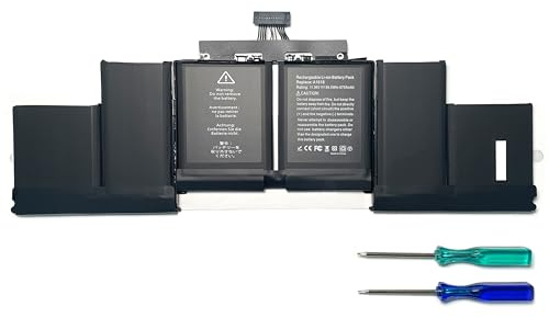 Batterie de rechange pour ordinateur portable 11,36 V 8755 mAh A1618 compatible avec MacBook Pro 15 Retina A1398 (uniquement mi-2015 an) EMC 2909 2910 MJLT2LL/A MJLQ2LL/A