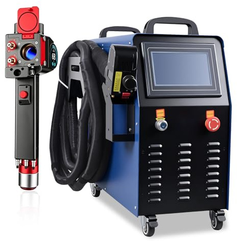 Upgraded Fiber Laser Cleaning Machine 1500W/2000W Air-Cooled, Dual Oscillation, Gun Head with Touch Screen, Dual Red Light Positioning, F500/F800 Focus Lenses, for Rust Paint Removal Metal (2000)