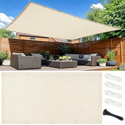 Toldo Vela Impermeable 1.5x3M Toldo Vela de Sombra Rectangular con Ojales, Toldos Exterior Terraza Protección Rayos UV para Balcón Exteriores Terrazas Jardín - Blanco Roto